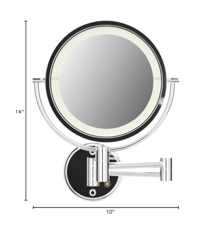 JERDON Hardwired Wall-Mount Makeup Mirror - 8X/1X - Chrome - HL88CLD - color: Chrome Direct Wire