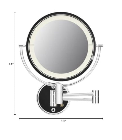 JERDON Hardwired Wall-Mount Makeup Mirror - 8X/1X - Chrome - HL88CLD - color: Chrome Direct Wire