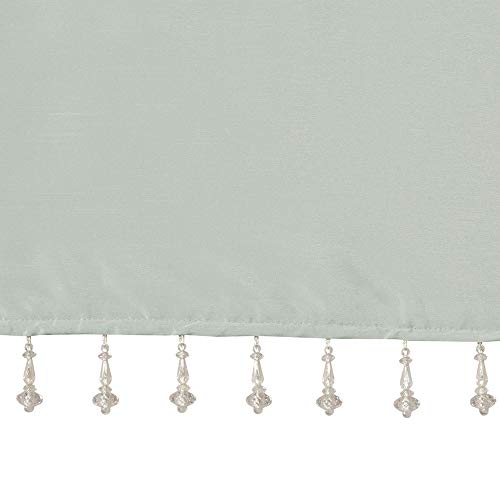 MADISON PARK Emilia Faux Silk Valances for Windows with Beads , Elegant Window Valance , 50" W X 26" L , Dust Aqua - color: Dusty Aqua, size: 50"W x 26"L (Pack of 1), style: Valance
