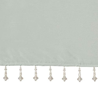 MADISON PARK Emilia Faux Silk Valances for Windows with Beads , Elegant Window Valance , 50" W X 26" L , Dust Aqua - color: Dusty Aqua, size: 50"W x 26"L (Pack of 1), style: Valance