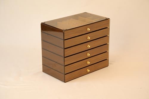 Stackable Jewellery Organizer Box-Walnut - size: 6 Drawers