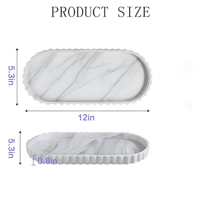 Silicone Vanity Tray Organizer 12"x5.3" White Marble Pattern - color: Marble White