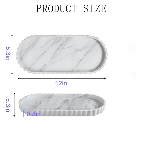 Silicone Vanity Tray Organizer 12"x5.3" White Marble Pattern - color: Marble White