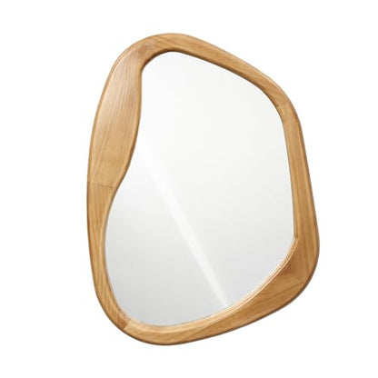 LuxenHome Irregular Oblong Wall Mirror, Accent with Natural Wood Frame - color: Irregular Oblong