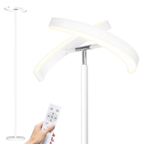 SUNMORY Floor Lamp for Living Room, 28W Bright LED Lamp with Remote Control - color: White
