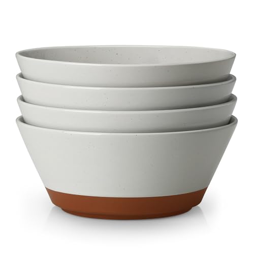 MALACASA Soup Bowls, Ceramic Salad Bowls Set of 4, 36oz Ceramic Bowls - color: Grey&Brown, size: 36oz