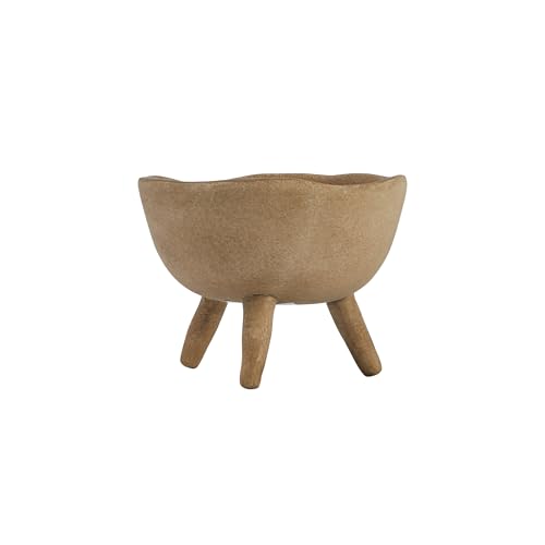 Creative Co-Op Boho Terracotta Footed Planter with Organic Edge, Matte Taupe 4"(Pack of 6) - color: Matte Taupe, size: 4" (Pack of 6)