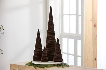 Set of 4 Chocolate Brown Velvet Cones (Chocolate Brown Set of 4) - color: Chocolate Brown
