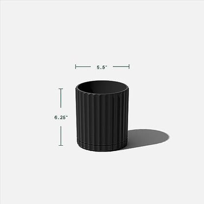 Veradek Demi Series Demi 6" Planter w/Tray, Black - color: Black, size: 6 inch