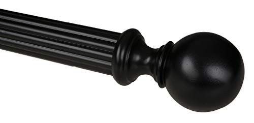 Drapery Curtain Wood Ball Style Finial for 2" Diameter Rod - Black - Set of 2 - color: Black