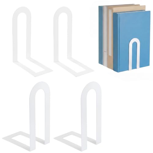 Chunful 4 Pcs White Metal BookEnds Shelves, 5.5 x 3.75 x 2.25 in - color: White, size: 5.5 x 3.75 x 2.25 in