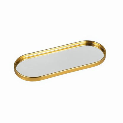 Feyarl Gold Mirrored Jewelry Trinket Tray Vanit Little Ring Earings Organizer Ornate Cosmetic Perfume Tray Display Decorative Coffee Table Tray for Home Decor Dinning Room Dresser Tabletop
