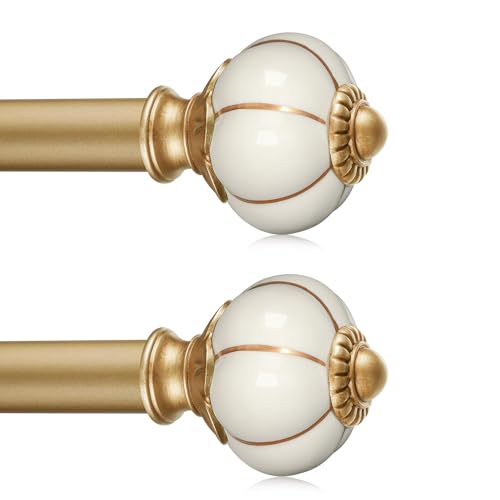 2 Pack Ceramic Curtain Rods for Windows 18 to 55 Inch 1 Inch Adjustable - color: Gold Beige, size: 18"-55"(2 Pack)
