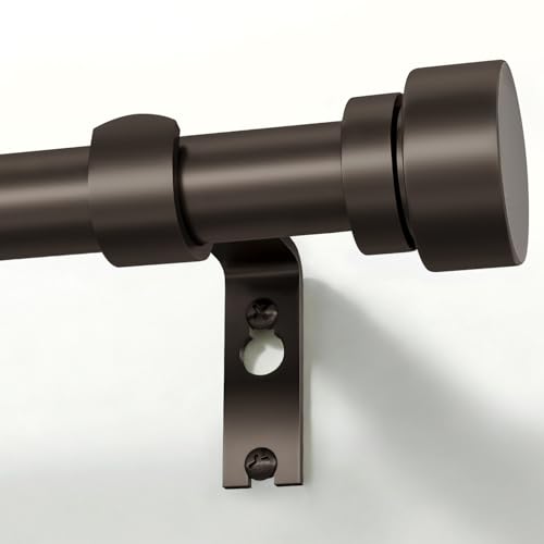 PORTRES Brown Heavy Duty Curtain Rods for Windows 48 to 84 Inches Adjustable Length 1" Diameter Curtain Rod with Modern Decorative Finials for Outdoor Farmhouse Bedroom Kitchen Living Room - color: Brown, size: 16"-88"|1 Pack