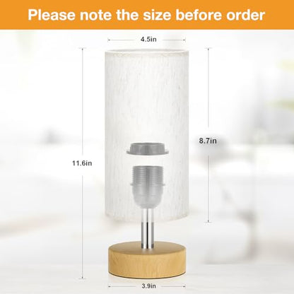Table Lamp for Bedroom（Cream Shade - Wood Base, 11.6" Inline Control） - color: Cream Shade-Wood Base 1pc, size: 11.6" Inline Control