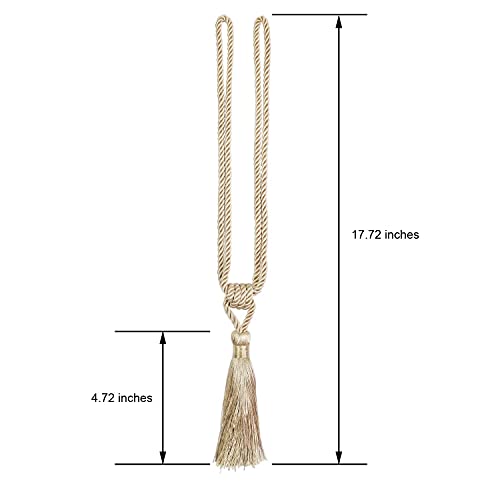 6 Pack Curtain Tiebacks Handmade Tassel Rope Curtain Holdbacks - color: Beige, size: 6p
