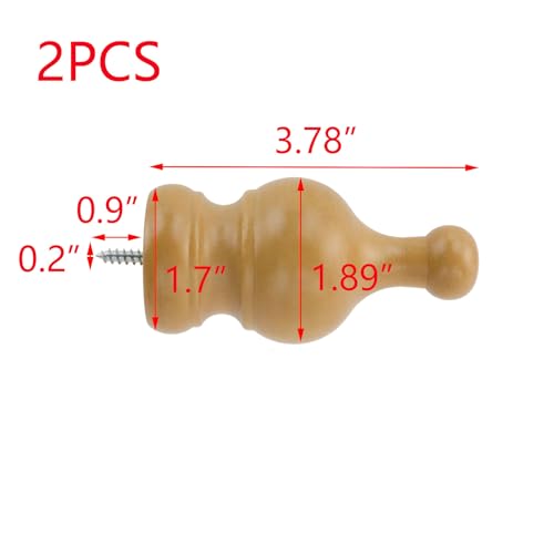 T Tulead Wood Curtain Rod Finials, Wood Color, 1.34-Inch, 2PCS - style: Wood, 1.34", 2PCS
