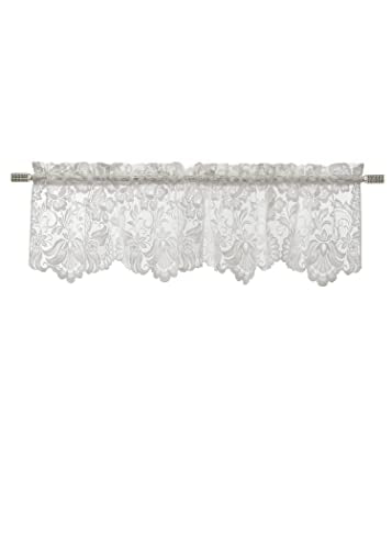 Louis Embroidered Floral Lace Window Curtain Valance 55" x 15" in White - color: White, size: 55"W x 15"L (Pack of 1)