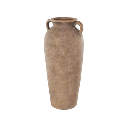 Deco 79 Ceramic Decorative Vase Antique Style Textured Centerpiece Vases with Handles, Flower Vases for Home Decoration 9" x 9" x 20", Copper
