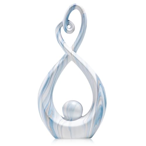 Ceramic Heart Sculpture Home Decor, Blue Modern Statue Shelf Table - color: Blue Marble 11447
