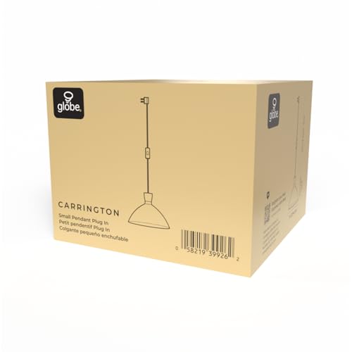 Globe Electric 1-Light Plug-in Pendant Light, Matte Black Shade with Brass Interior, in-Line Switch, Modern Kitchen Island or Living Room Lighting - color: Matte Black