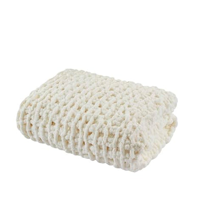 Madison Park Chenille Chunky Knit All Season Throw Blanket, 50 x 60, Ivory - color: Ivory