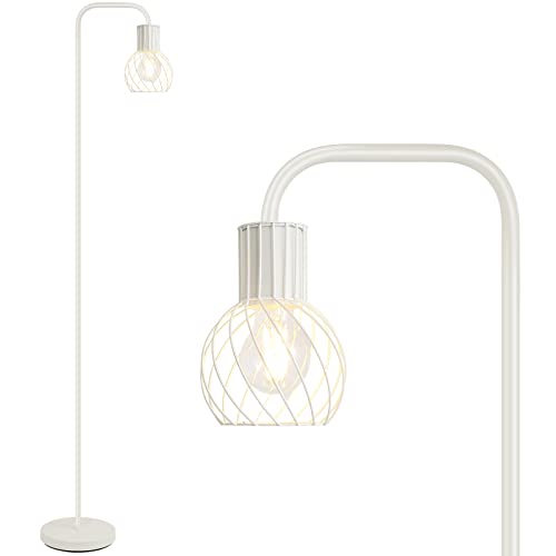 Industrial Floor Lamp, White Standing Lamp Modern with 6W LED Bulb, Foot Switch, Metal Tall Floor Lamps for Living Room, Bedroom, Office, Den, Vintage Stand Up Light, Minimalist Mid Century Pole Lamp - style: White Industrial Floor Lamp