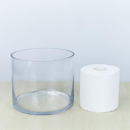 CYS Excel Glass Cylinder Vase – 7" Wide x 6" Tall | Best for 3” Pillar Candles and Floating Candles | Hurricane Candle Holder & Flower Centerpiece - size: 7" wide x 6" tall