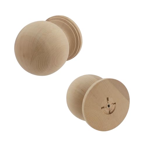 Bed Post Finial Unfinished Wood Finials, 4-3/4" Dowel Finial,2PCS - color: Wood, size: 5-1/2"×4-3/4"