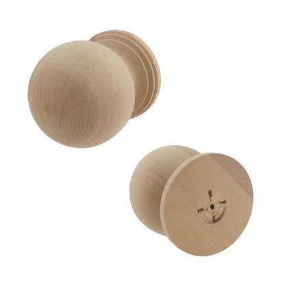 Bed Post Finial Unfinished Wood Finials, 4-3/4" Dowel Finial,2PCS - color: Wood, size: 5-1/2"×4-3/4"