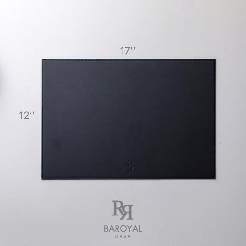 Baroyal Faux Leather Placemats Set of 4 Vinyl Washable Wipeable Table Mats for Kitchen Dining Table Heat Resistant Waterproof Modern Indoor/Outdoor Placemats Non-Slip Easy Clean Place Mats (Black) - color: B-black