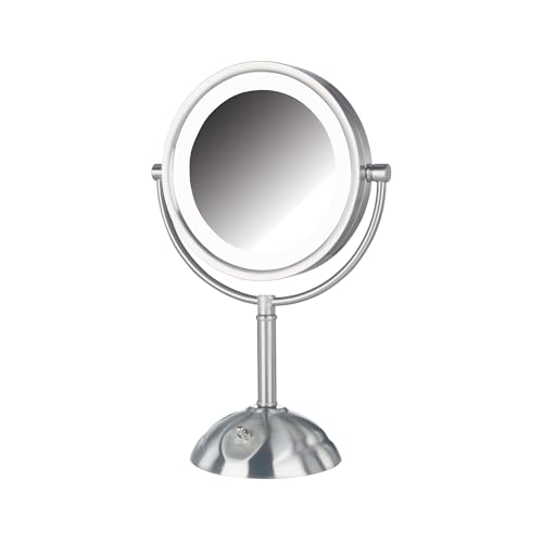 JERDON Lighted Makeup Mirror with 8X Magnification - Nickel - HL8808NL - color: Nickel
