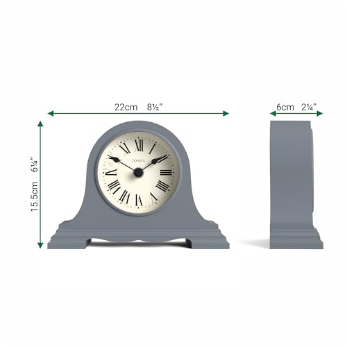 JONES CLOCKS® Speakeasy Small Mantel Clock | Classic Napoleon’s hat Design | French Navy | Roman Numerals | Traditional Style for Desk, Table, Shelf or Bedside - color: French Navy
