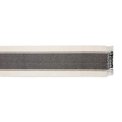 DII Dobby Stripe Table Runner, 13x72 Black & Cream Background - color: Black, size: 13x72"