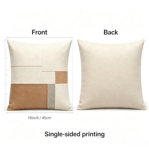 Neutral Geometric Color Block Throw Pillow Covers 18x18 Inch Set of 2 - color: A20009, size: 18" x 18" (Pack of 2)