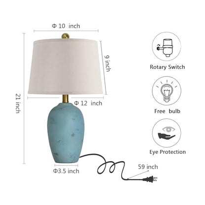 AIEAMPDO 21'' Set of 2 Coastal Small Ceramic Lamps for Bedroom - color: Light Blue