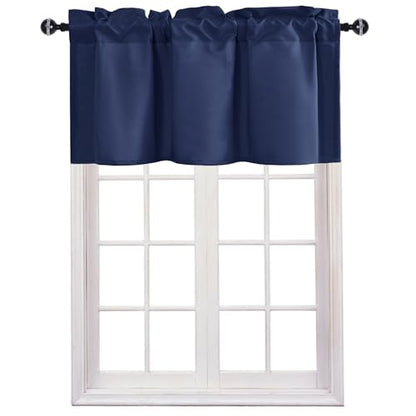 JIUZHEN Navy Blue Valance Curtains for Window 1 Panel, 30 x 24 Inches - color: Navy Blue, size: 30"W x 24"L (Pack of 1)