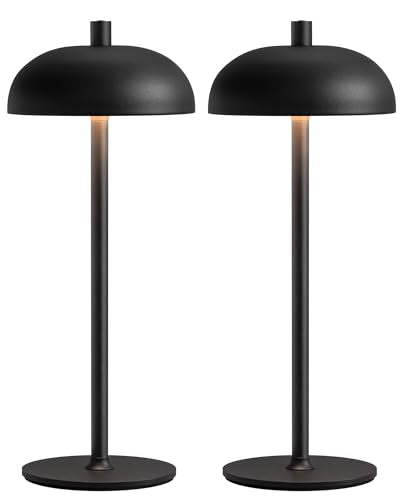12" Cordless Table Lamps Set of 2, Black Modern Portable Desk Lamp - color: H12" Black (2 Pack)