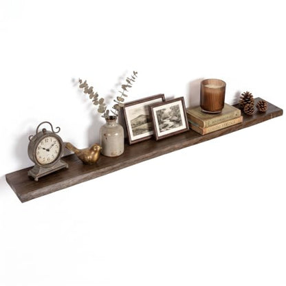 55in Live Edge Solid Elm Floating Shelves, Walnut, Set of 1 - color: Walut Color, size: Live Edge 55 inch, 1Pack