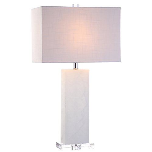 JONATHAN Y Tiggie 27" Alabaster Table Lamp, White Alabaster/Clear - color: White Alabaster