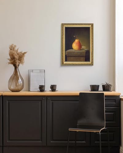 AIMAILON Framed Autumn Pear Insect Picture, American Country Style 12x16 - color: Pear and Butterfly, size: 16"L x 12"W