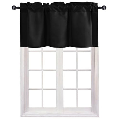 JIUZHEN Black Valance Curtains for Window 1 Panel, 30 x 24 Inches - color: Black, size: 30"W x 24"L (Pack of 1)