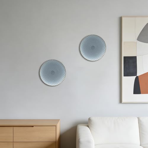 Novbvia Metal Flower Wall Sculpture Decor, 9.8'' Grey Round Embossed Art - color: C-Grey