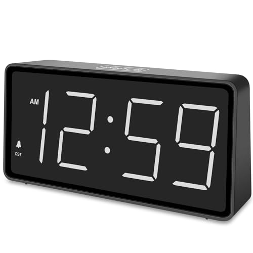 Peakeep Battery Operated Digital Alarm Clock for Bedrooms Big Numbers - color: White Digits