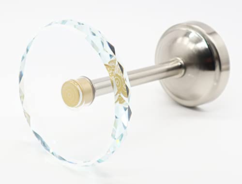 Set of 2 Cut Crystal Window Drapery Medallion Holdbacks, Curtain Tiebacks, Wall Hook, Tassel Holder, Satin Nickel - color: Satin Nickel