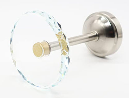Set of 2 Cut Crystal Window Drapery Medallion Holdbacks, Curtain Tiebacks, Wall Hook, Tassel Holder, Satin Nickel - color: Satin Nickel