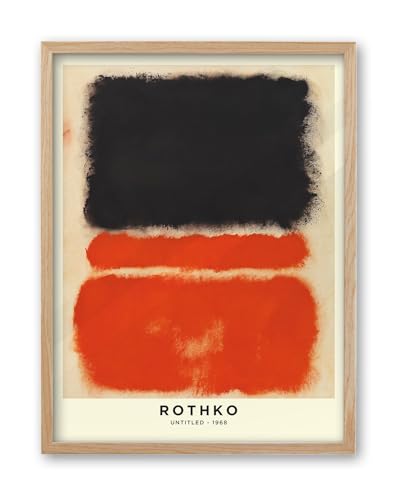 iHery 16x20in Natural OAK Wood Framed Black Orange Abstract Wall Art - color: OAK Framed Rothko 1968, size: 20"L x 16"W