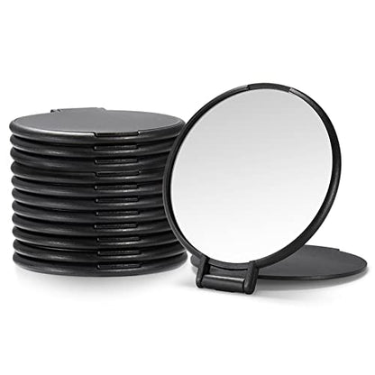 Qislee 12 Pack Compact Mirrors Bulk for Party Favors Purse Travel, Black - color: 12 Pcs-black