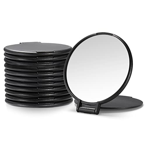 Qislee 12 Pack Compact Mirrors Bulk for Party Favors Purse Travel, Black - color: 12 Pcs-black