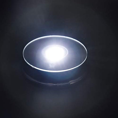 LED Black Display Base- Crystal Glass Art Statue Merchandise Display Stand-White Light Display Stand Powered by 3 AAA Batteries （Pack of 2） - color: A-white Light Black Base
